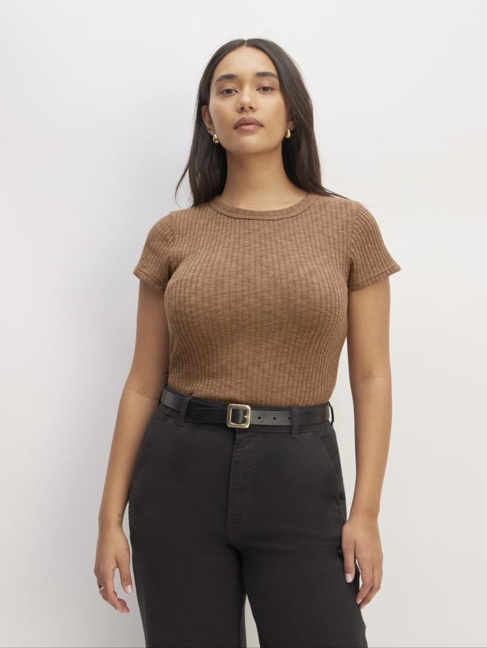 Everlane Ribbed Organic Cotton Blend Crewneck Tee S